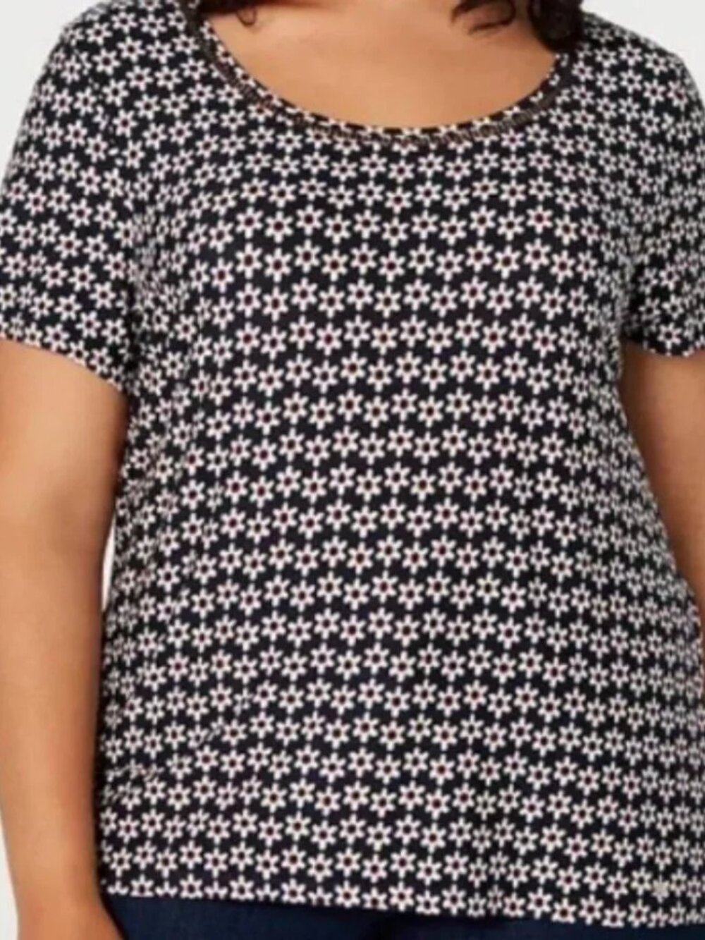 NWT Tommy Hilfiger Women's Plus Floral Daisy Print Short Sleeve Blouse